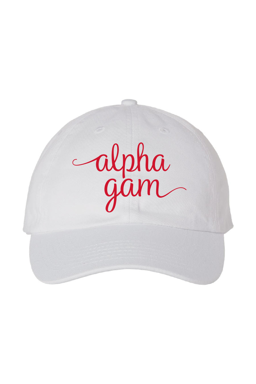 White Script Alpha Gam Hat