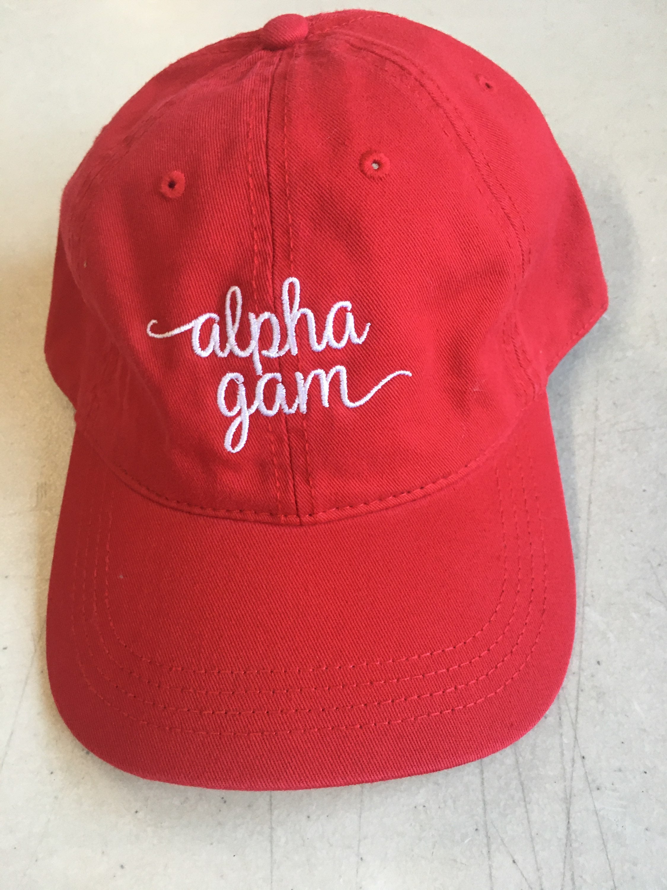 Red Script Alpha Gam Hat
