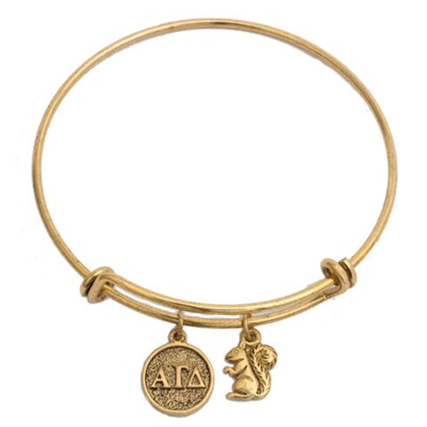 Gold plated expandable bracelet with Greek Coin and Charm